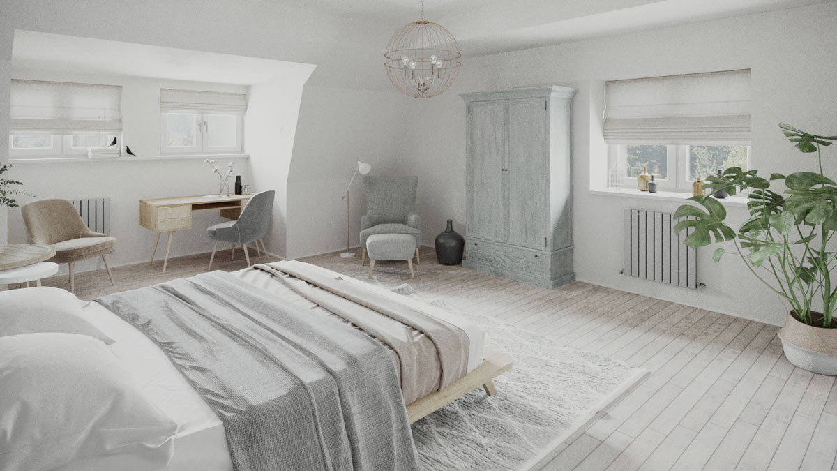 3d interior architecture visualization Hotel room